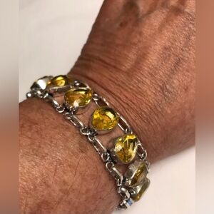 Citrine Stamped 925 Sterling Silver Bracelet
